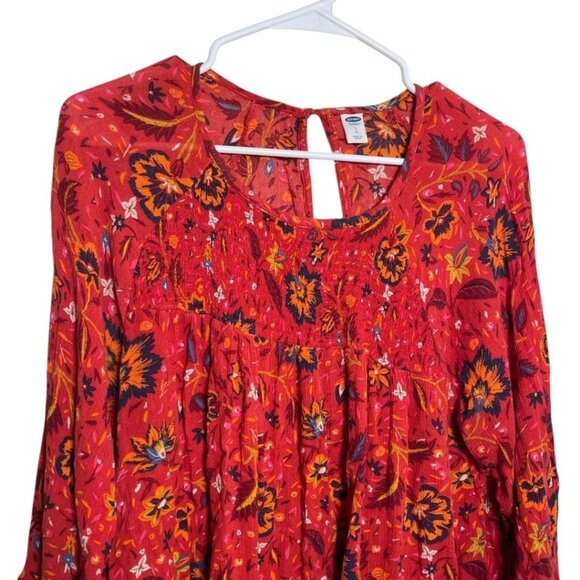 Old Navy women large red floral artsy flowy boho blouse - Picture 2 of 10
